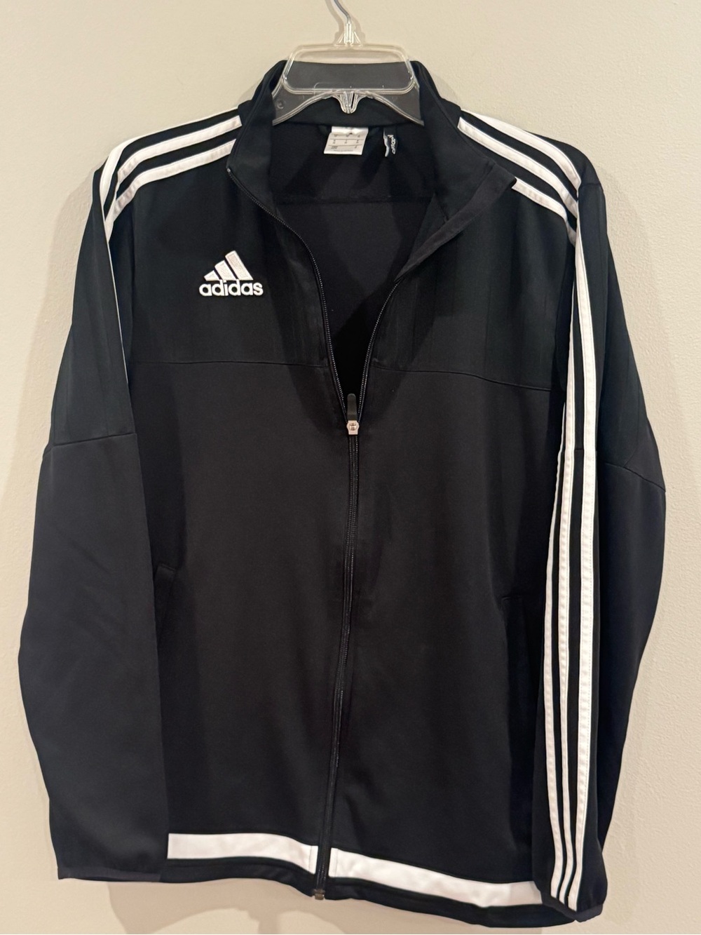Adidas Mens Track Jacket Black White 3-Stripe Full Zip Athletic Size Medium